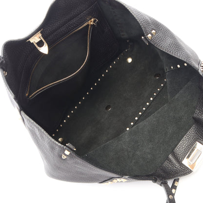 ロックスタッズ 2WAY ハンドバッグ トートバッグ レザー ブラック ヴァレンティノガラヴァーニ バッグ VALENTINO GARAVANI