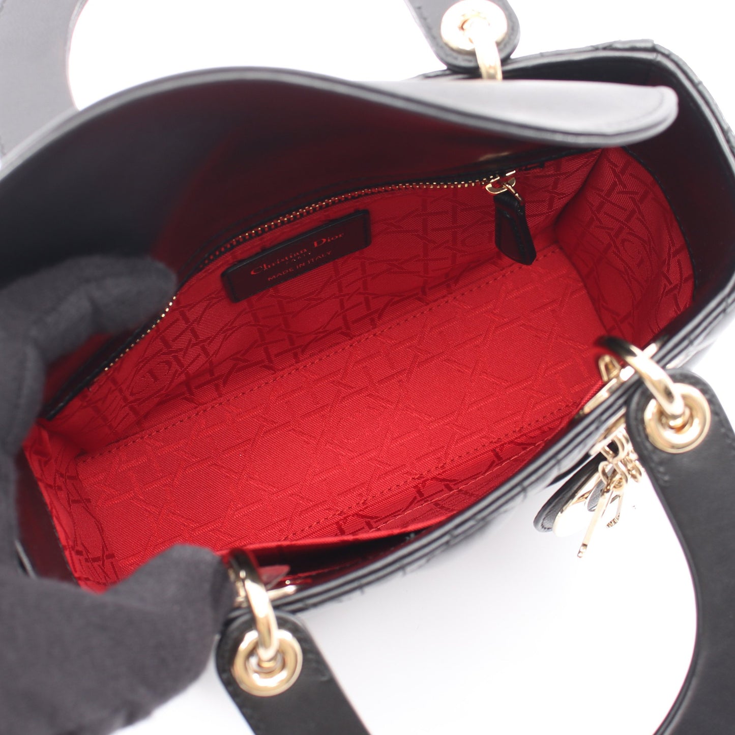 LADY DIOR MY ABCDIOR レディディオール スモール カナージュ 2WAY ハンドバッグ レザー ブラック クリスチャンディオール バッグ Christian Dior
