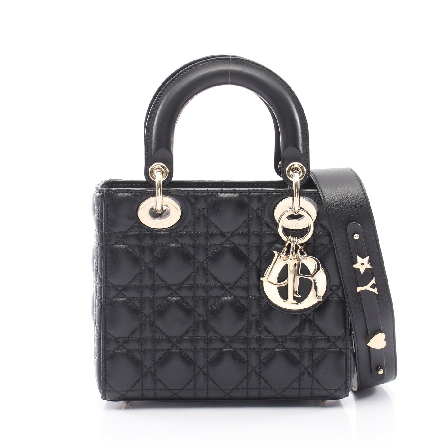 LADY DIOR MY ABCDIOR レディディオール スモール カナージュ 2WAY ハンドバッグ レザー ブラック クリスチャンディオール バッグ Christian Dior