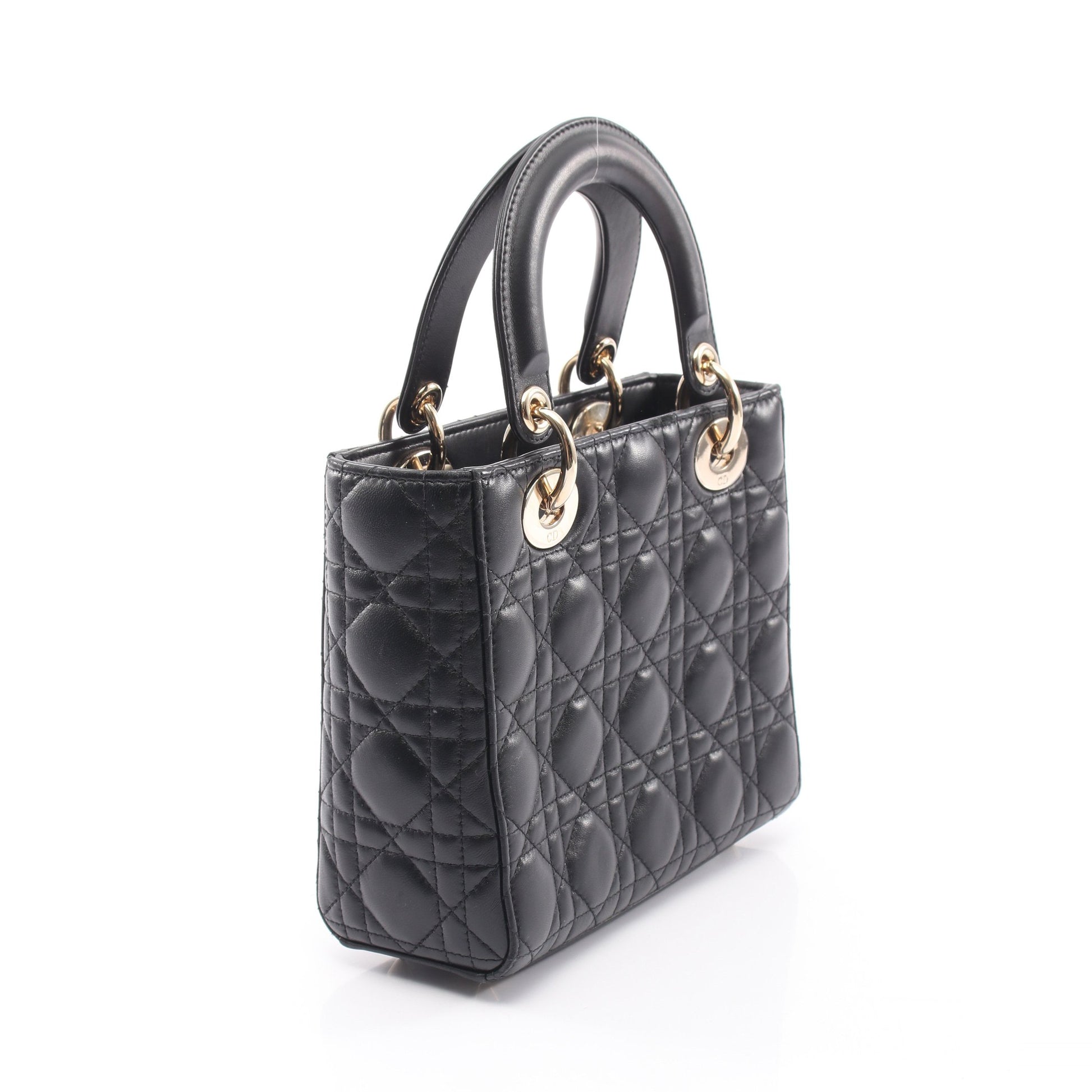 LADY DIOR MY ABCDIOR レディディオール スモール カナージュ 2WAY ハンドバッグ レザー ブラック クリスチャンディオール バッグ Christian Dior