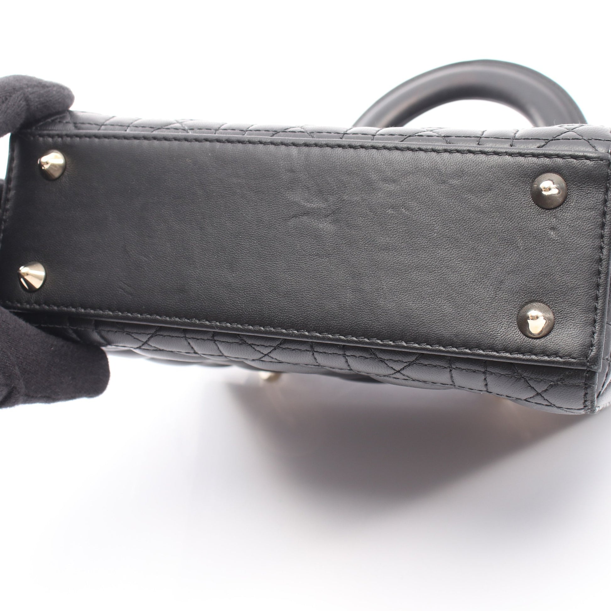 LADY DIOR MY ABCDIOR レディディオール スモール カナージュ 2WAY ハンドバッグ レザー ブラック クリスチャンディオール バッグ Christian Dior