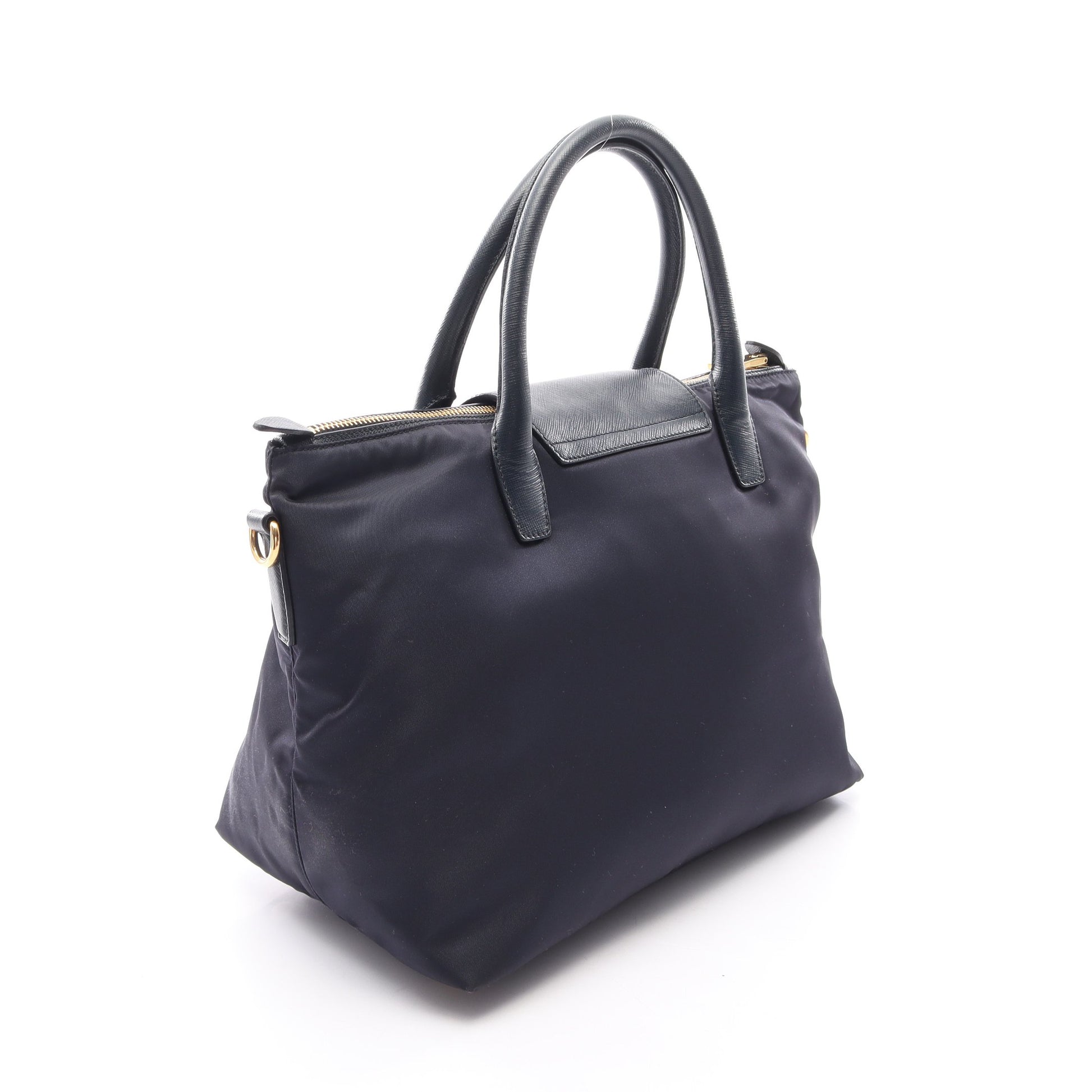 TESSUTO + SAFFI 2WAY ハンドバッグ ナイロン サフィアーノレザー ネイビー プラダ バッグ PRADA