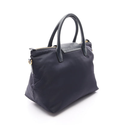 TESSUTO + SAFFI 2WAY ハンドバッグ ナイロン サフィアーノレザー ネイビー プラダ バッグ PRADA