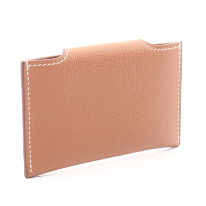 イリアード ゴールド カードケース エバーカラー ブラウン シルバー金具 W刻印 エルメス 財布・小物 HERMES