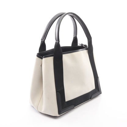 NAVY CABAS S ネイビーカバ ハンドバッグ トートバッグ キャンバス レザー アイボリー ブラック バレンシアガ バッグ BALENCIAGA