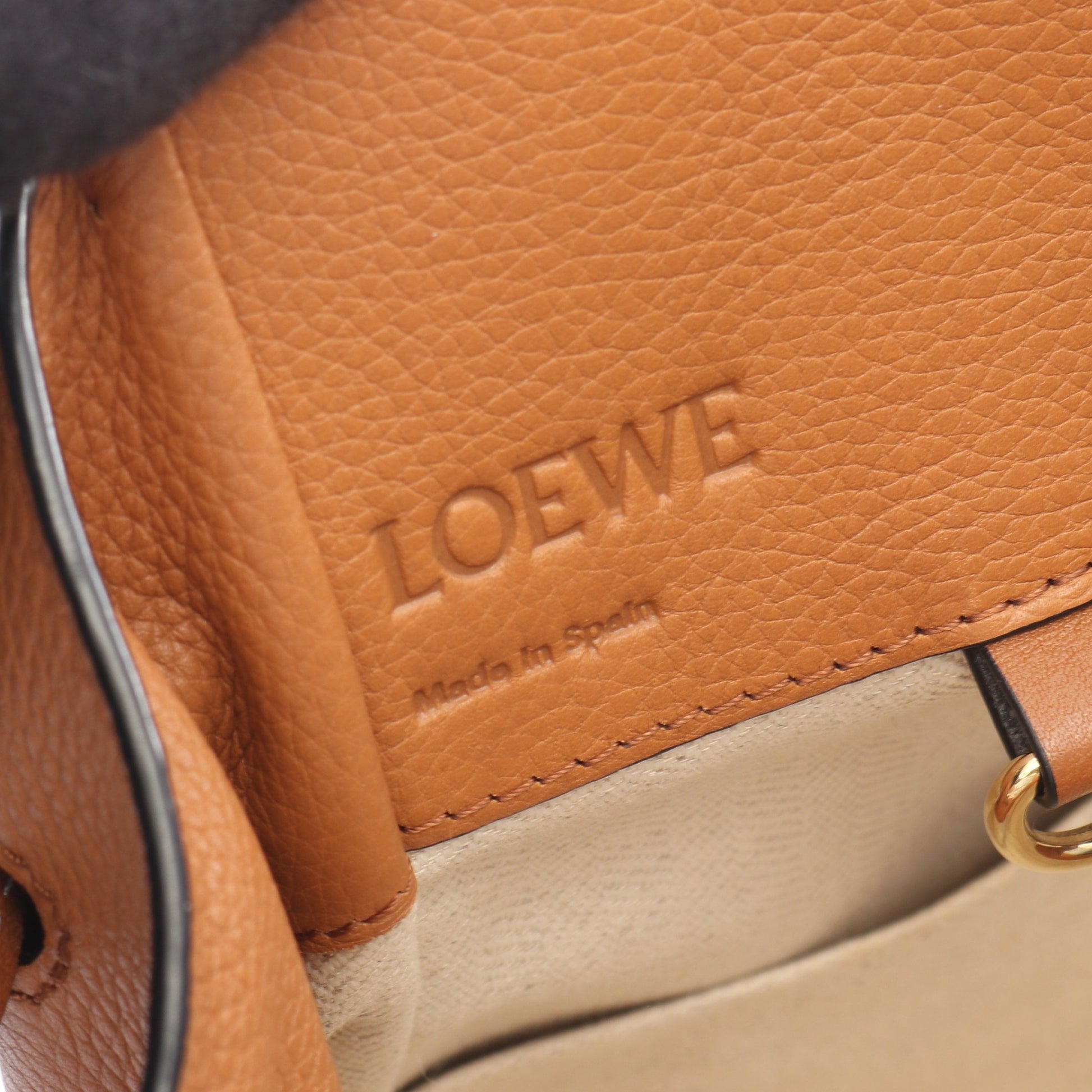 ハンモック ドローストリングバッグ スモール 2WAY ハンドバッグ レザー ライトブラウン ロエベ バッグ LOEWE