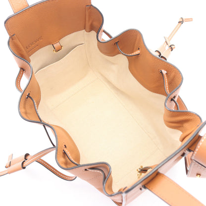 ハンモック ドローストリングバッグ スモール 2WAY ハンドバッグ レザー ライトブラウン ロエベ バッグ LOEWE