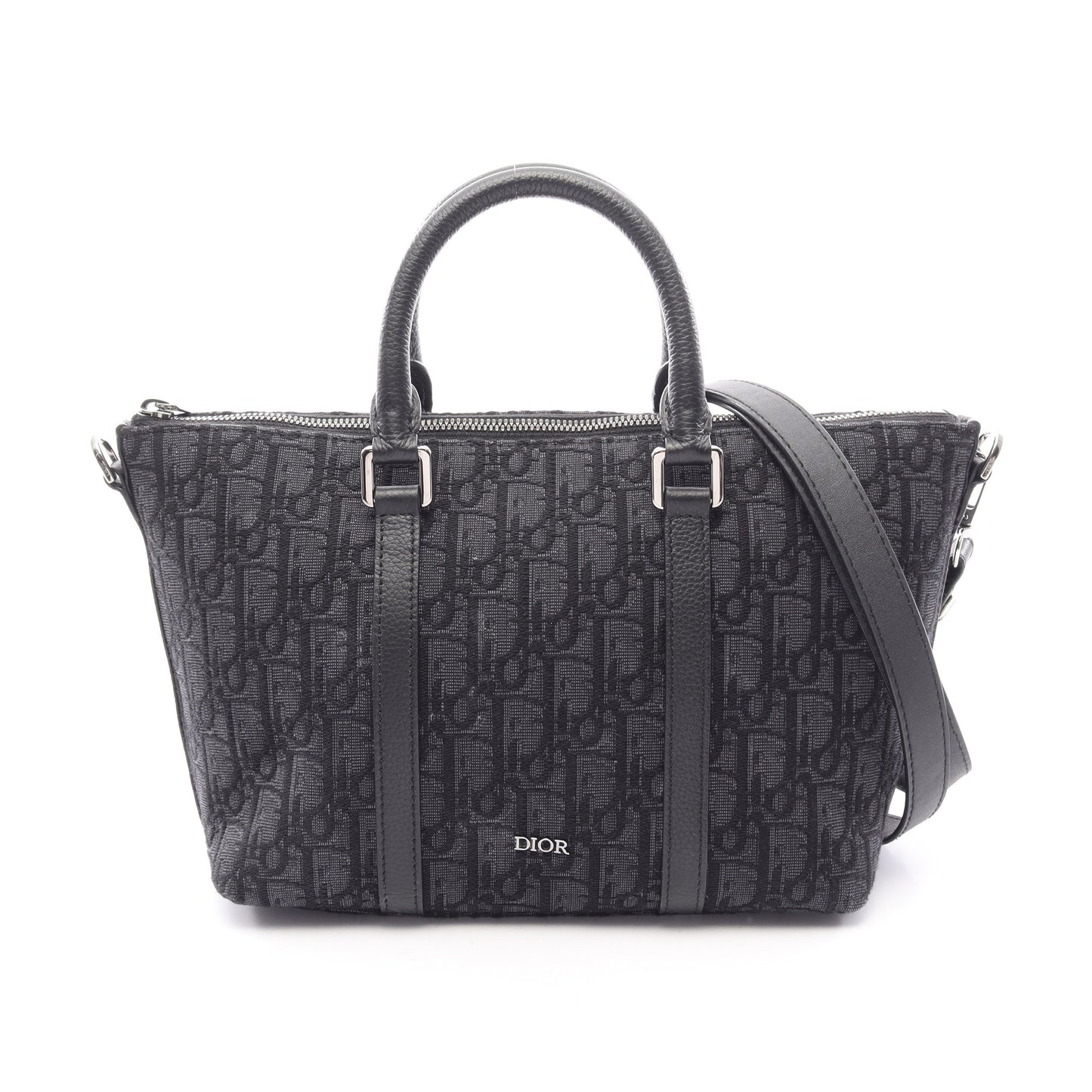 Weekender ウィークエンダー 25 オブリーク 2WAY ハンドバッグ キャンバス レザー ダークネイビー ブラック クリスチャンディオール バッグ Christian Dior