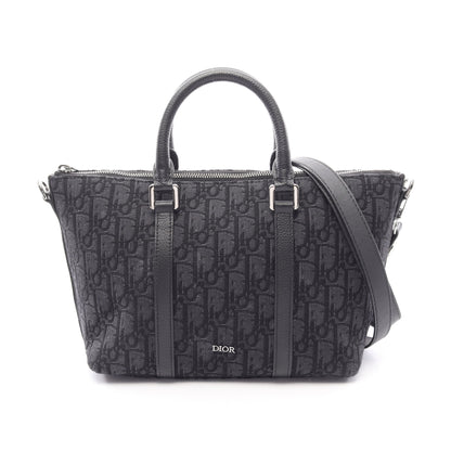 Weekender ウィークエンダー 25 オブリーク 2WAY ハンドバッグ キャンバス レザー ダークネイビー ブラック クリスチャンディオール バッグ Christian Dior
