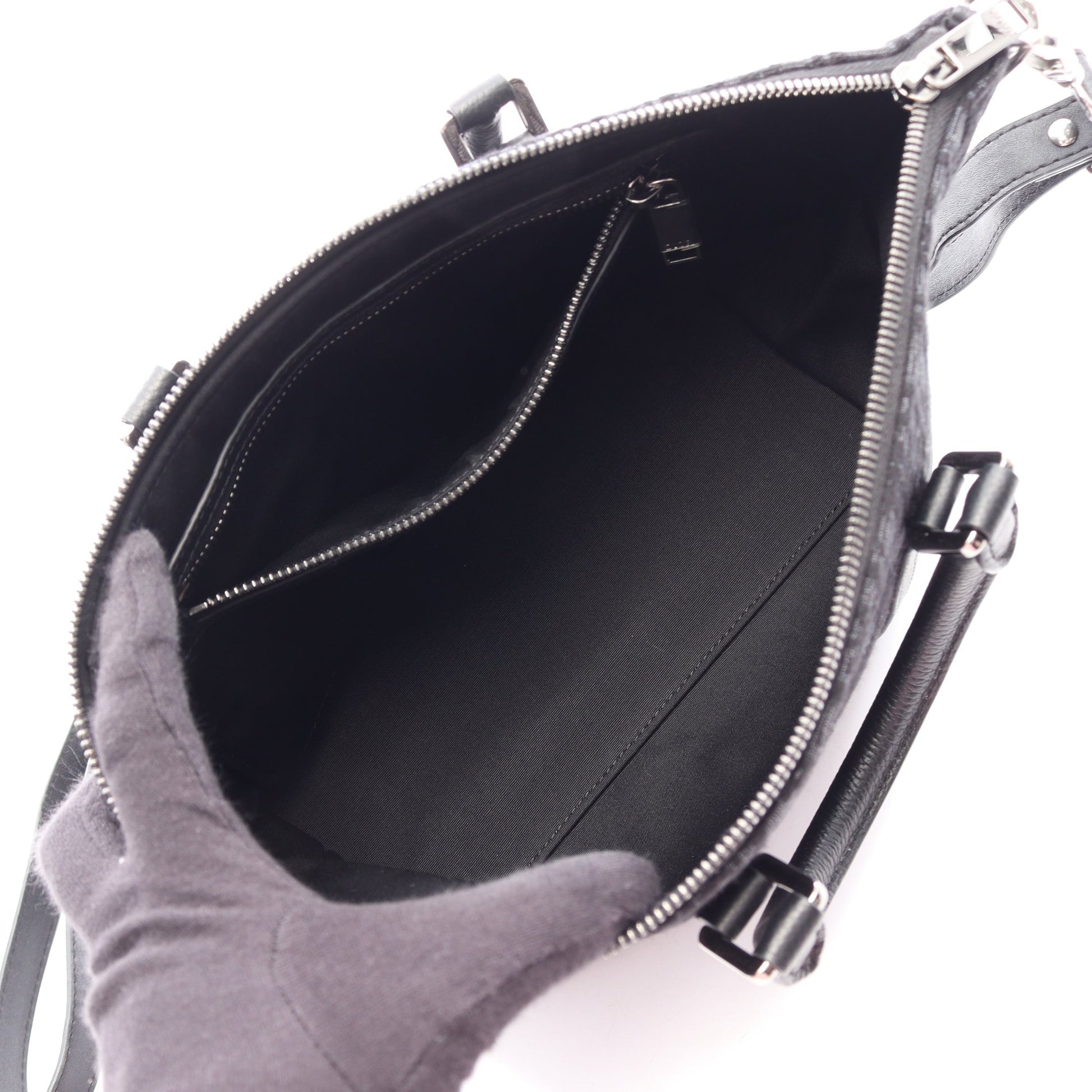 Weekender ウィークエンダー 25 オブリーク 2WAY ハンドバッグ キャンバス レザー ダークネイビー ブラック クリスチャンディオール バッグ Christian Dior