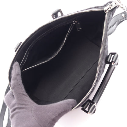 Weekender ウィークエンダー 25 オブリーク 2WAY ハンドバッグ キャンバス レザー ダークネイビー ブラック クリスチャンディオール バッグ Christian Dior