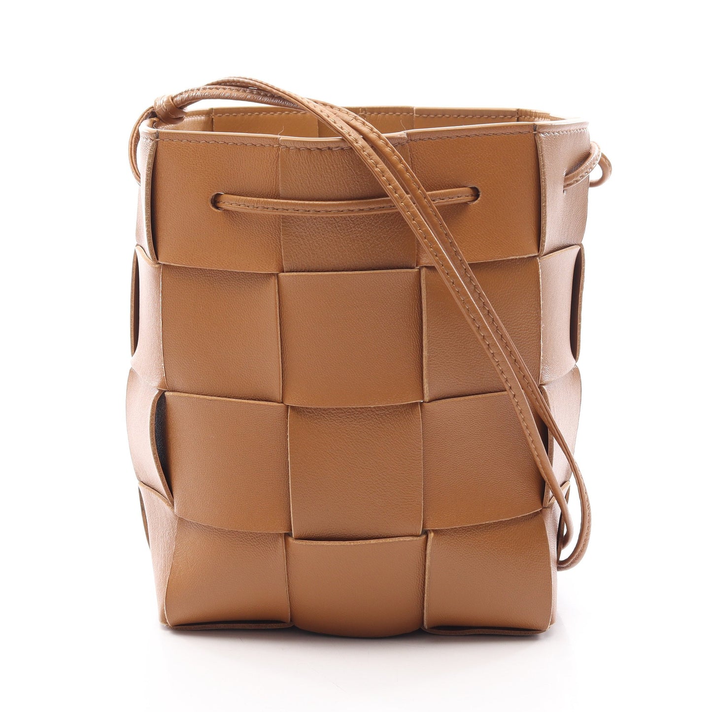 スモール カセット バケットバッグ ショルダーバッグ レザー ライトブラウン ボッテガヴェネタ バッグ BOTTEGA VENETA
