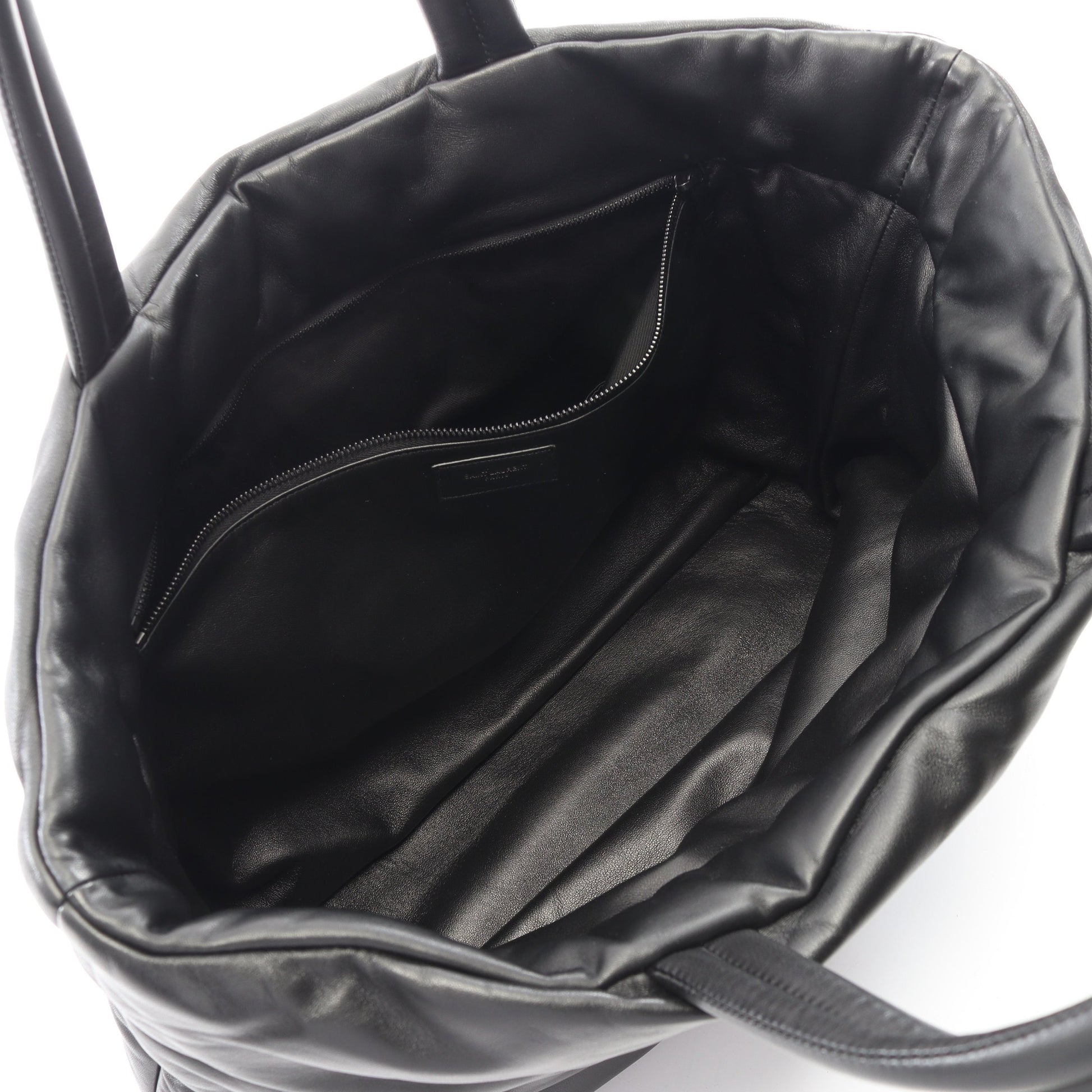 ワイド パファー ハンドバッグ トートバッグ レザー ブラック サンローランパリ バッグ SAINT LAURENT PARIS