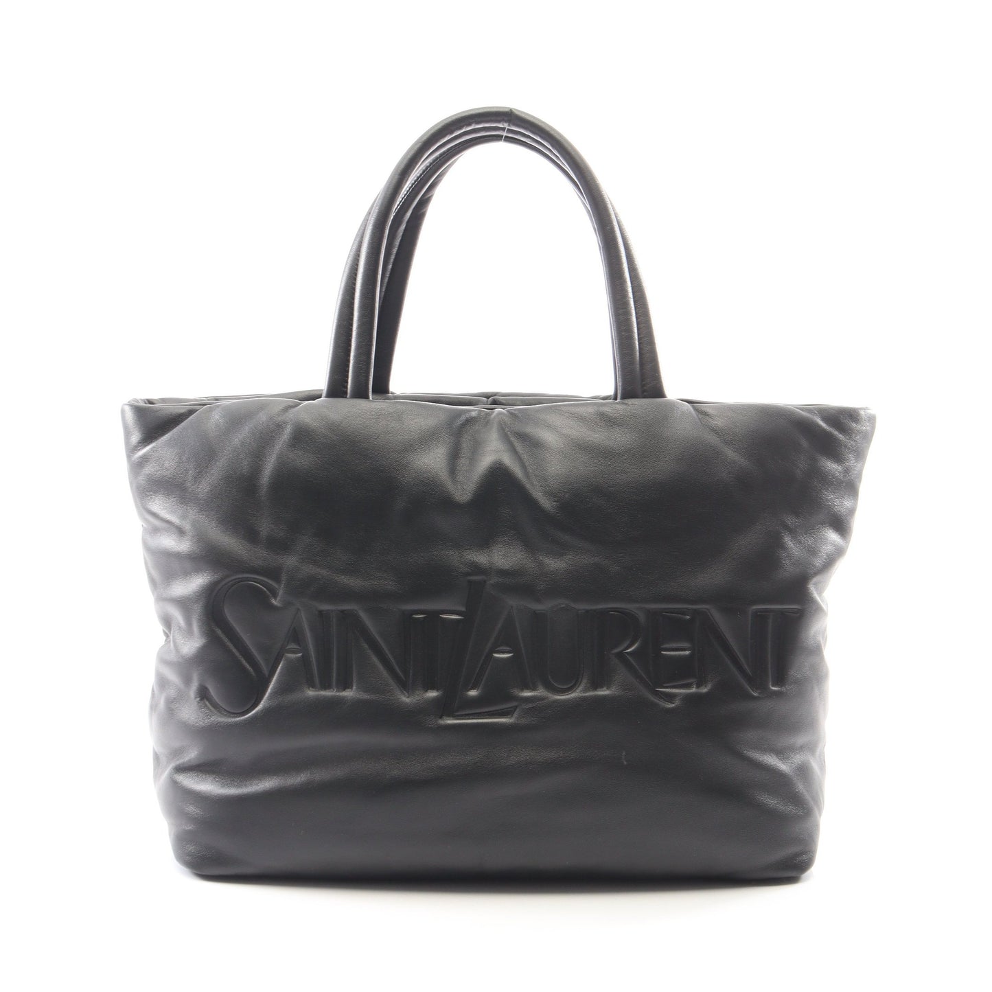 ワイド パファー ハンドバッグ トートバッグ レザー ブラック サンローランパリ バッグ SAINT LAURENT PARIS