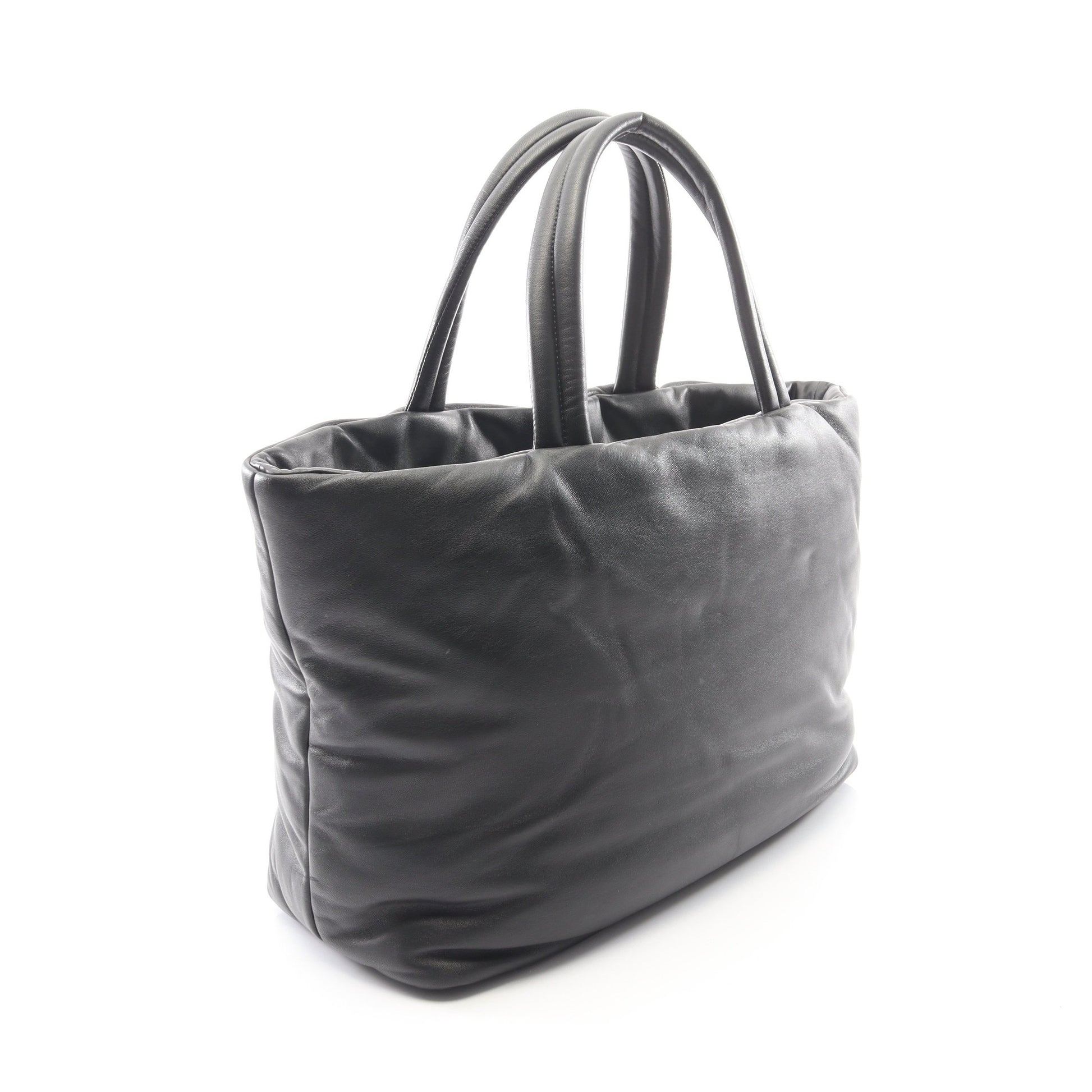 ワイド パファー ハンドバッグ トートバッグ レザー ブラック サンローランパリ バッグ SAINT LAURENT PARIS