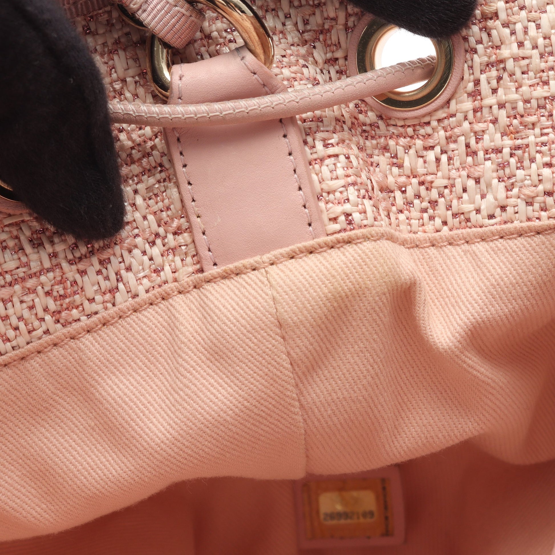 ドーヴィル チェーンショルダーバッグ ストロー レザー ライトピンク ゴールド金具 シャネル バッグ CHANEL