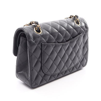 マトラッセ Wフラップ Wチェーンショルダーバッグ キャビアスキン ブラック ゴールド金具 シャネル バッグ CHANEL