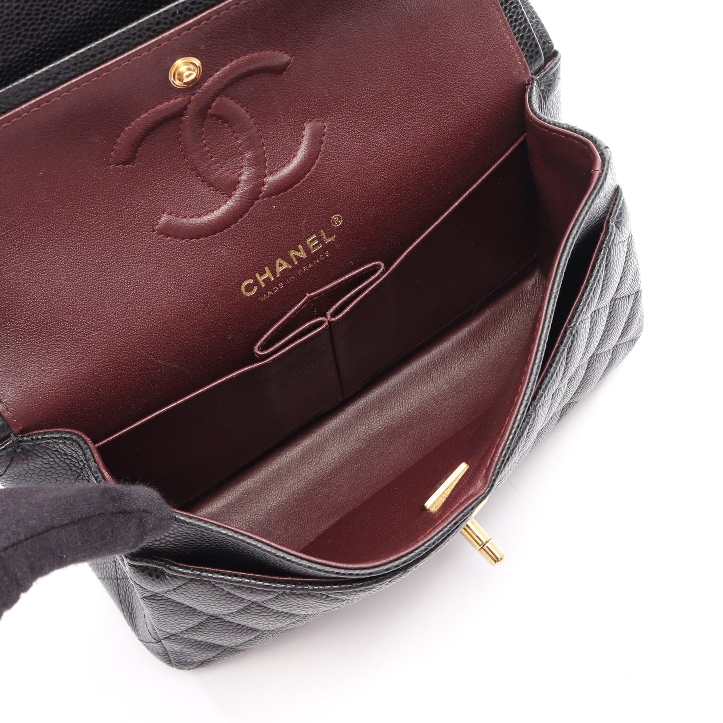 マトラッセ Wフラップ Wチェーンショルダーバッグ キャビアスキン ブラック ゴールド金具 シャネル バッグ CHANEL