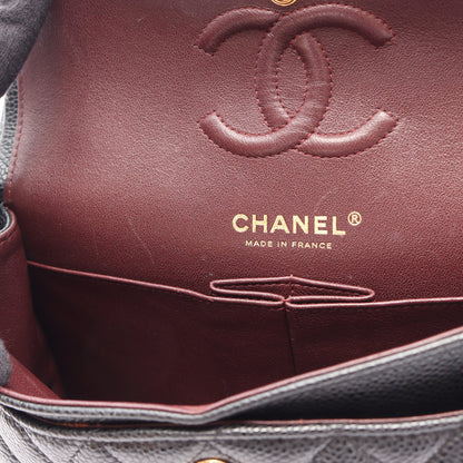 マトラッセ Wフラップ Wチェーンショルダーバッグ キャビアスキン ブラック ゴールド金具 シャネル バッグ CHANEL