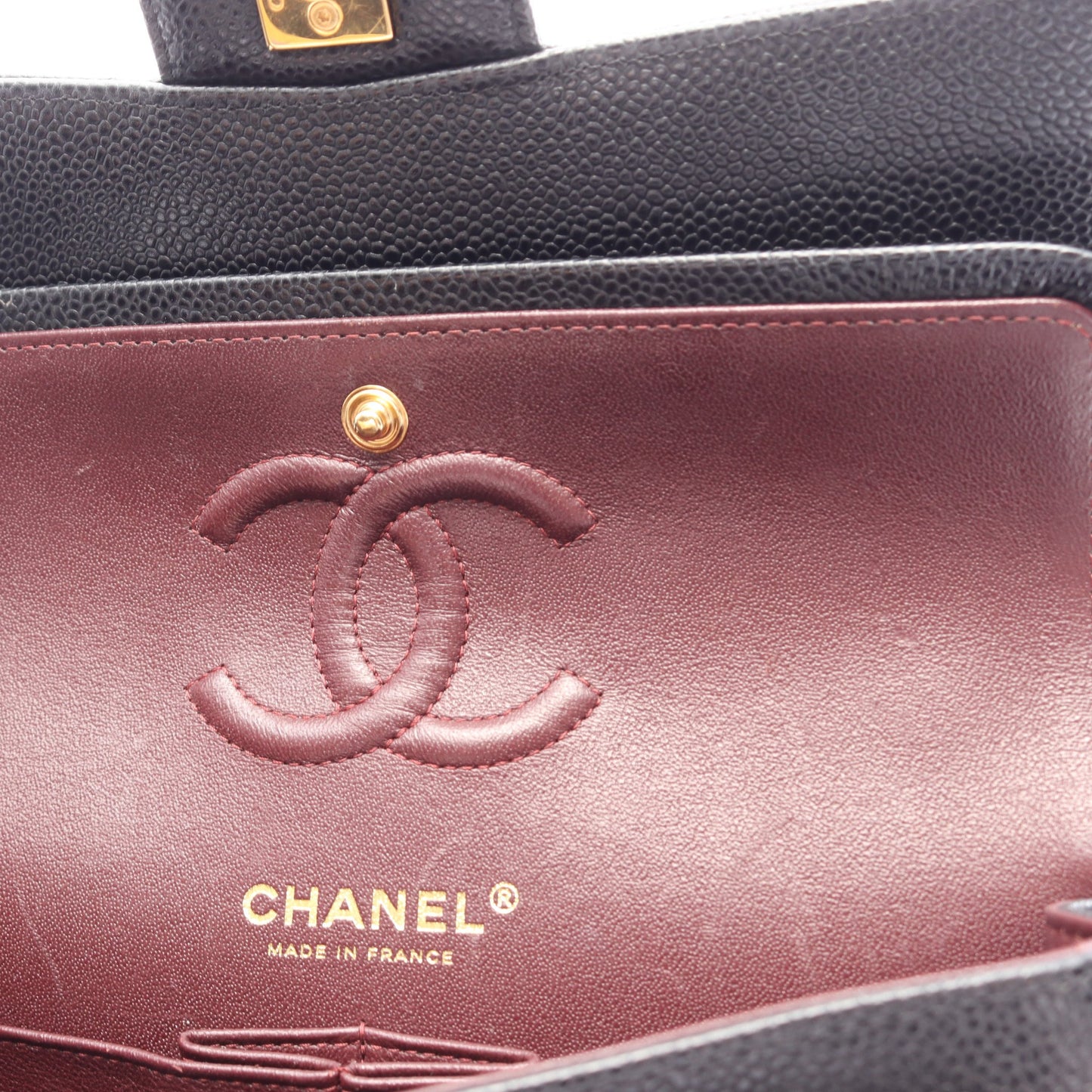 マトラッセ Wフラップ Wチェーンショルダーバッグ キャビアスキン ブラック ゴールド金具 シャネル バッグ CHANEL