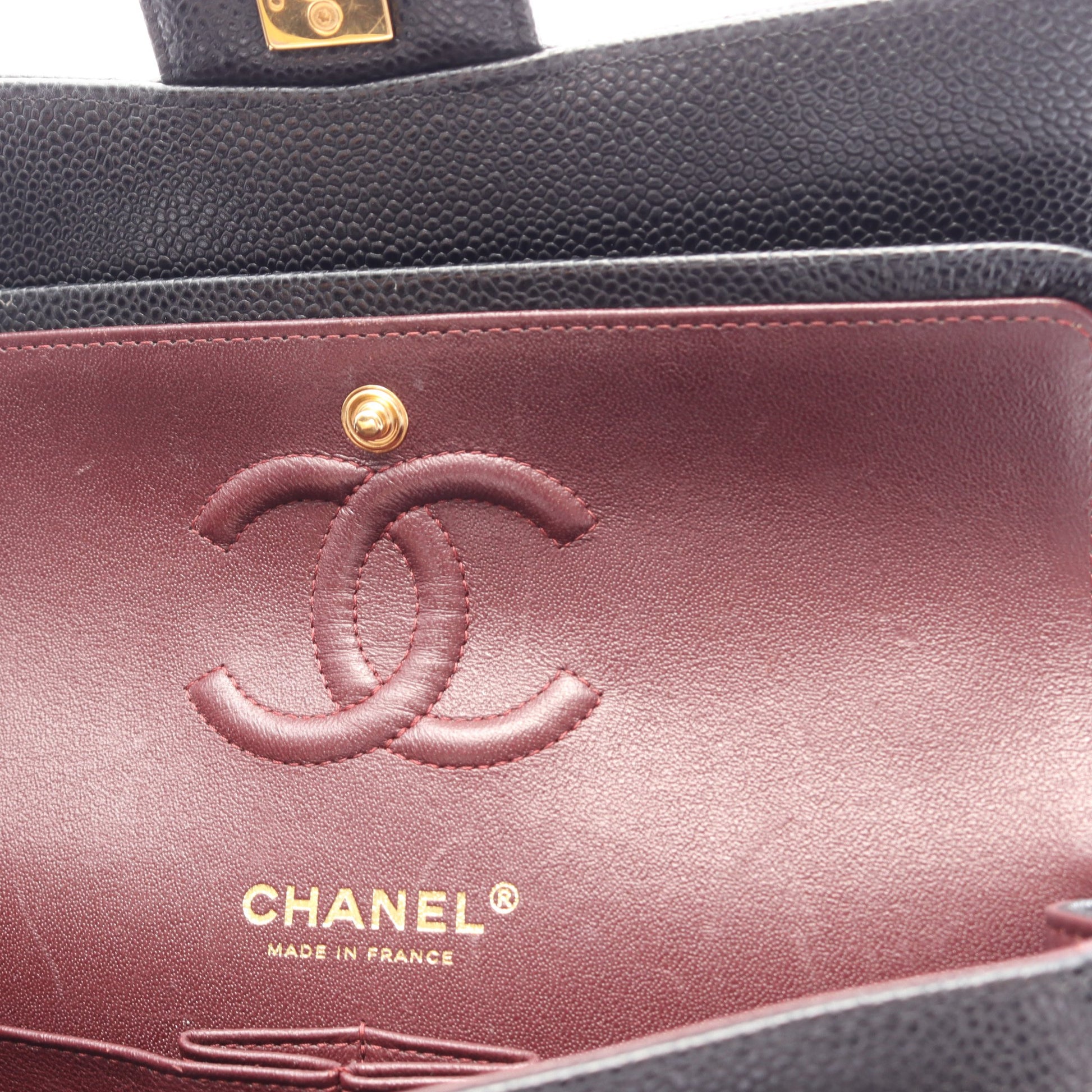 マトラッセ Wフラップ Wチェーンショルダーバッグ キャビアスキン ブラック ゴールド金具 シャネル バッグ CHANEL