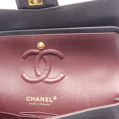 マトラッセ Wフラップ Wチェーンショルダーバッグ キャビアスキン ブラック ゴールド金具 シャネル バッグ CHANEL
