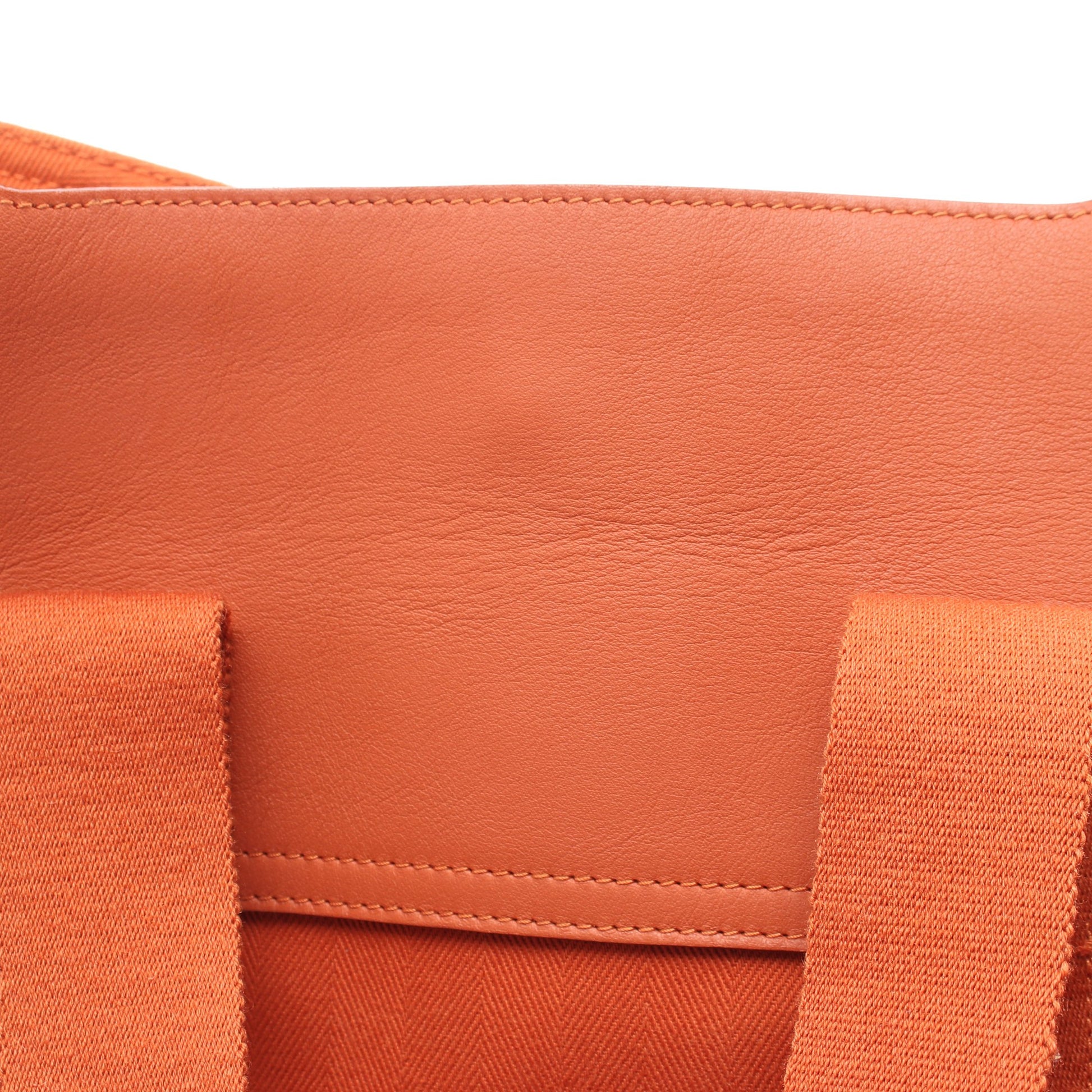 ヴァルパライソMM ポティロン ハンドバッグ トワルシェブロン レザー オレンジ シルバー金具 エルメス バッグ HERMES