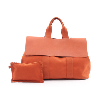 ヴァルパライソMM ポティロン ハンドバッグ トワルシェブロン レザー オレンジ シルバー金具 エルメス バッグ HERMES