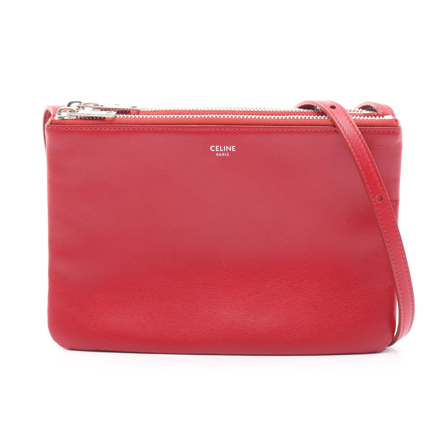 TRIO SMALL トリオ スモール ショルダーバッグ レザー レッド セリーヌ バッグ CELINE