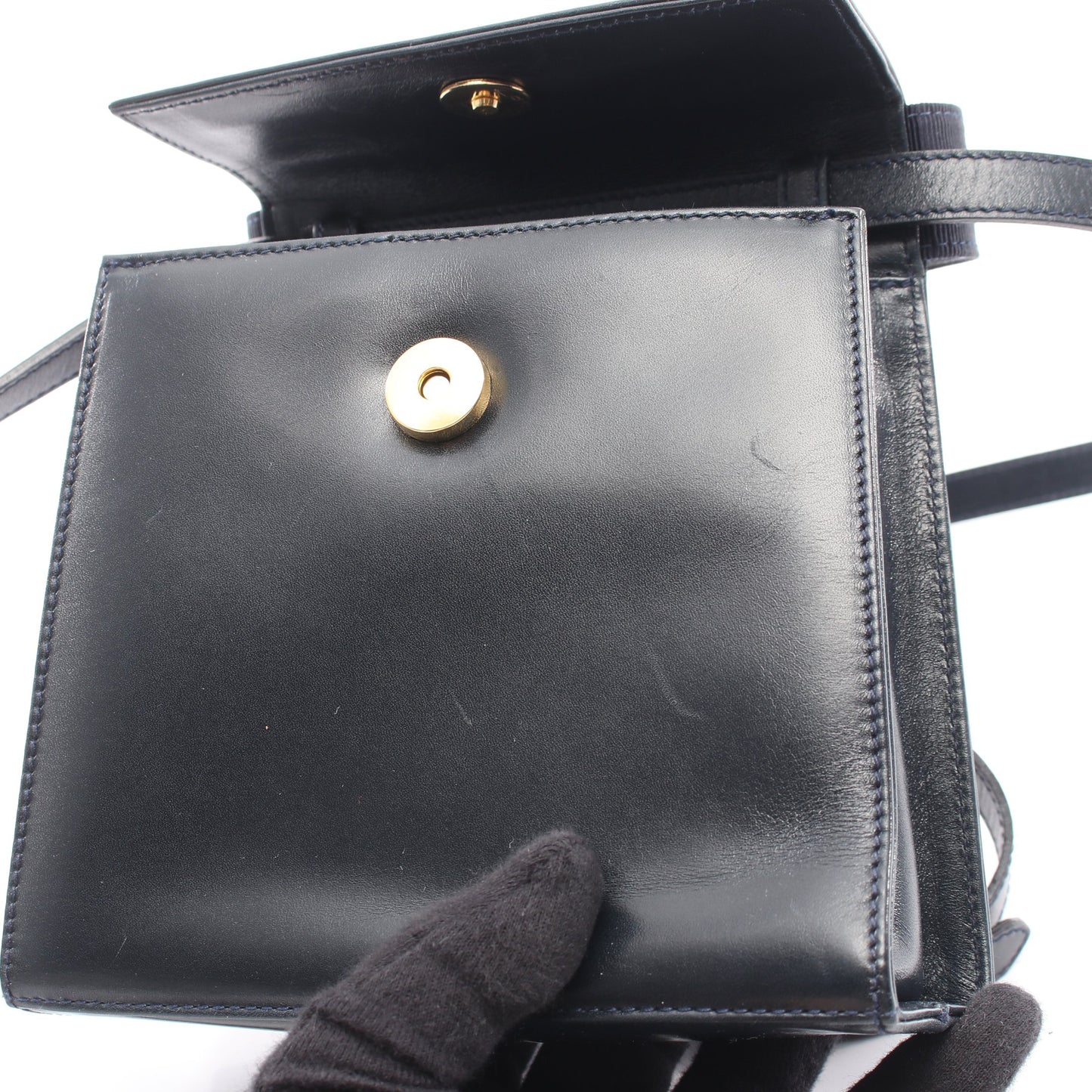 ヴァラリボン 2WAY ハンドバッグ レザー ダークネイビー サルヴァトーレフェラガモ バッグ Salvatore Ferragamo