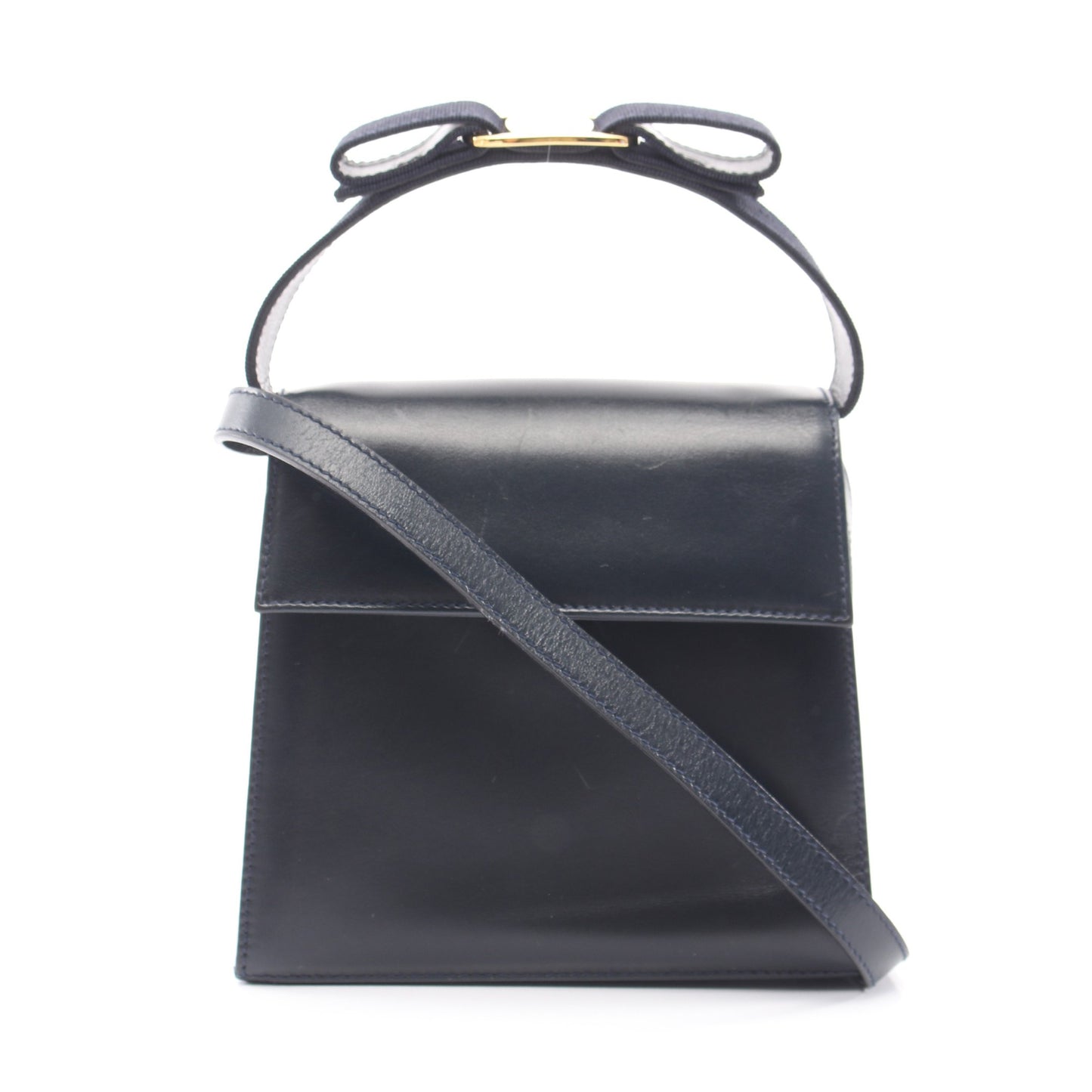 ヴァラリボン 2WAY ハンドバッグ レザー ダークネイビー サルヴァトーレフェラガモ バッグ Salvatore Ferragamo