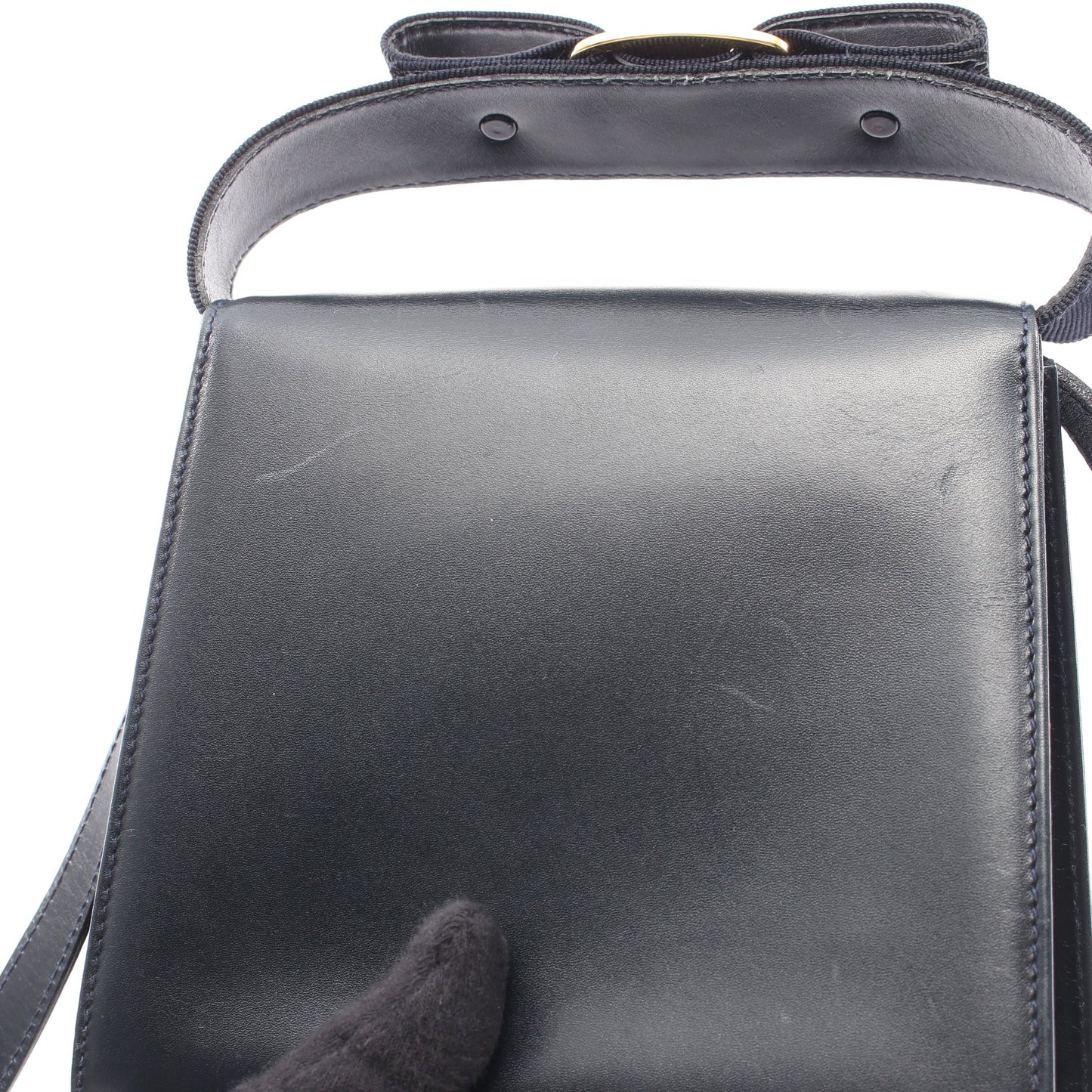 ヴァラリボン 2WAY ハンドバッグ レザー ダークネイビー サルヴァトーレフェラガモ バッグ Salvatore Ferragamo