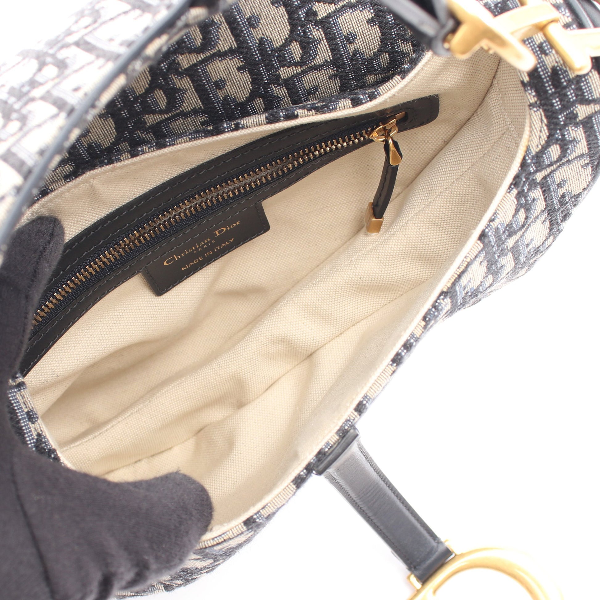 SADDLE サドル オブリーク 2WAY ハンドバッグ キャンバス レザー ライトベージュ ネイビー ブラック クリスチャンディオール バッグ Christian Dior