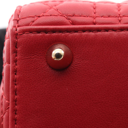 LADY DIOR MY ABCDIOR レディディオール スモール カナージュ 2WAY ハンドバッグ レザー レッド クリスチャンディオール バッグ Christian Dior