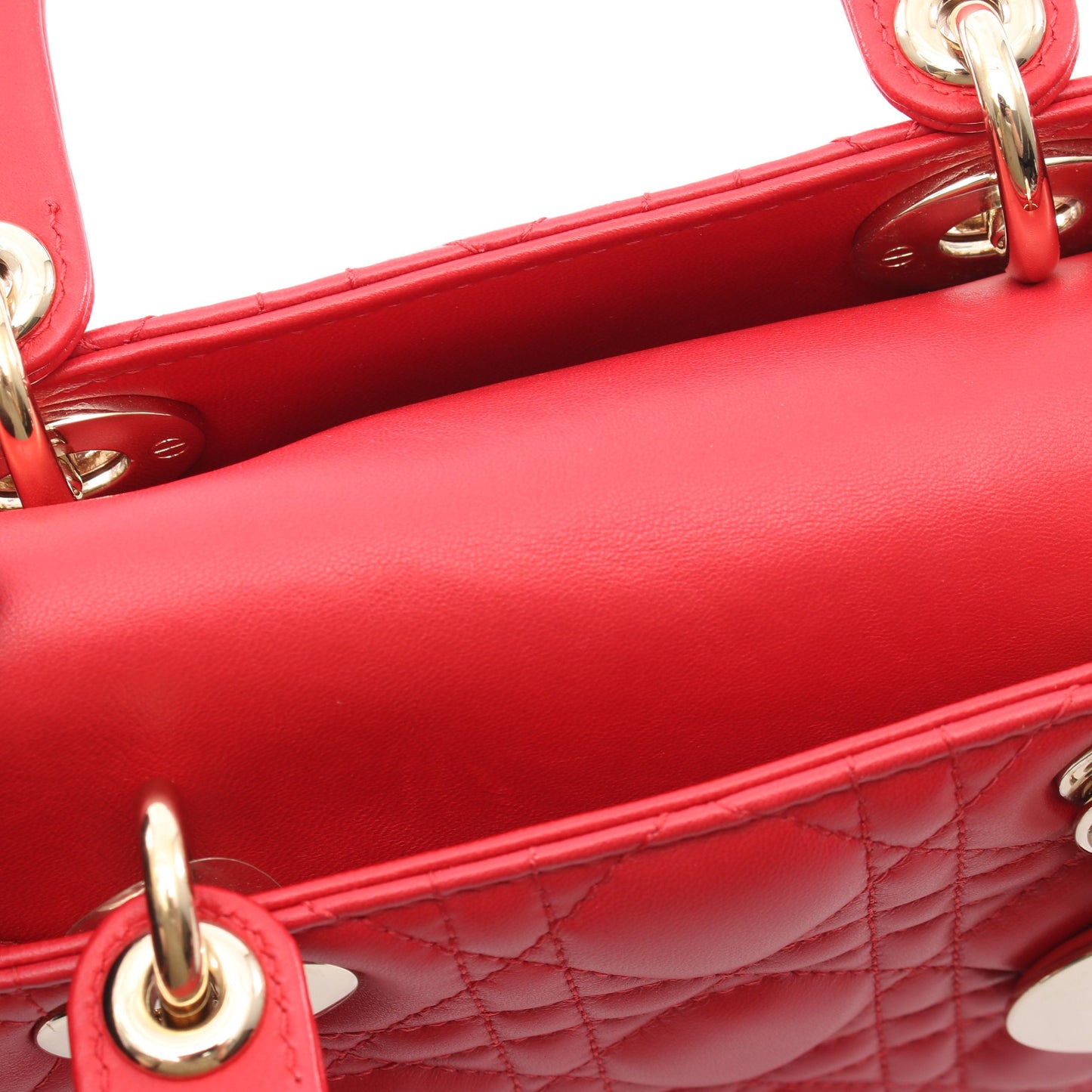 LADY DIOR MY ABCDIOR レディディオール スモール カナージュ 2WAY ハンドバッグ レザー レッド クリスチャンディオール バッグ Christian Dior