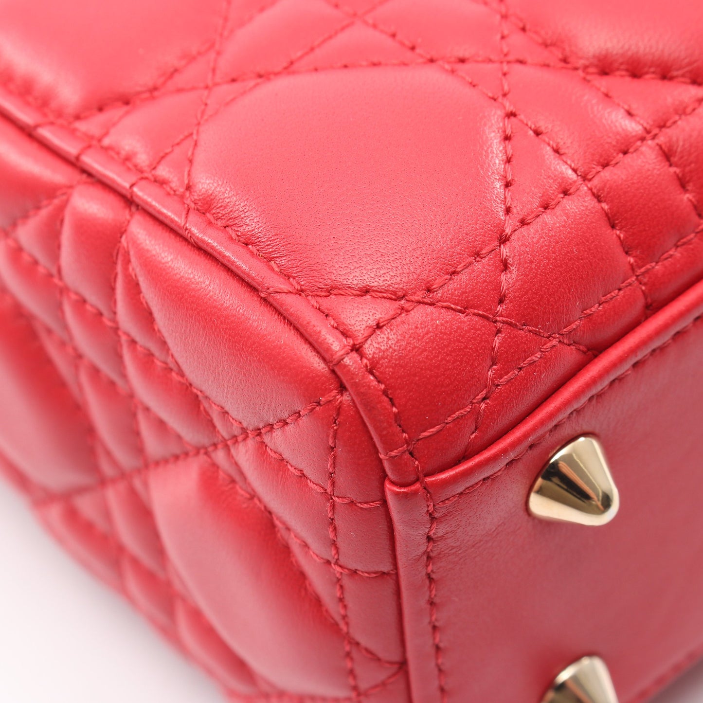 LADY DIOR MY ABCDIOR レディディオール スモール カナージュ 2WAY ハンドバッグ レザー レッド クリスチャンディオール バッグ Christian Dior