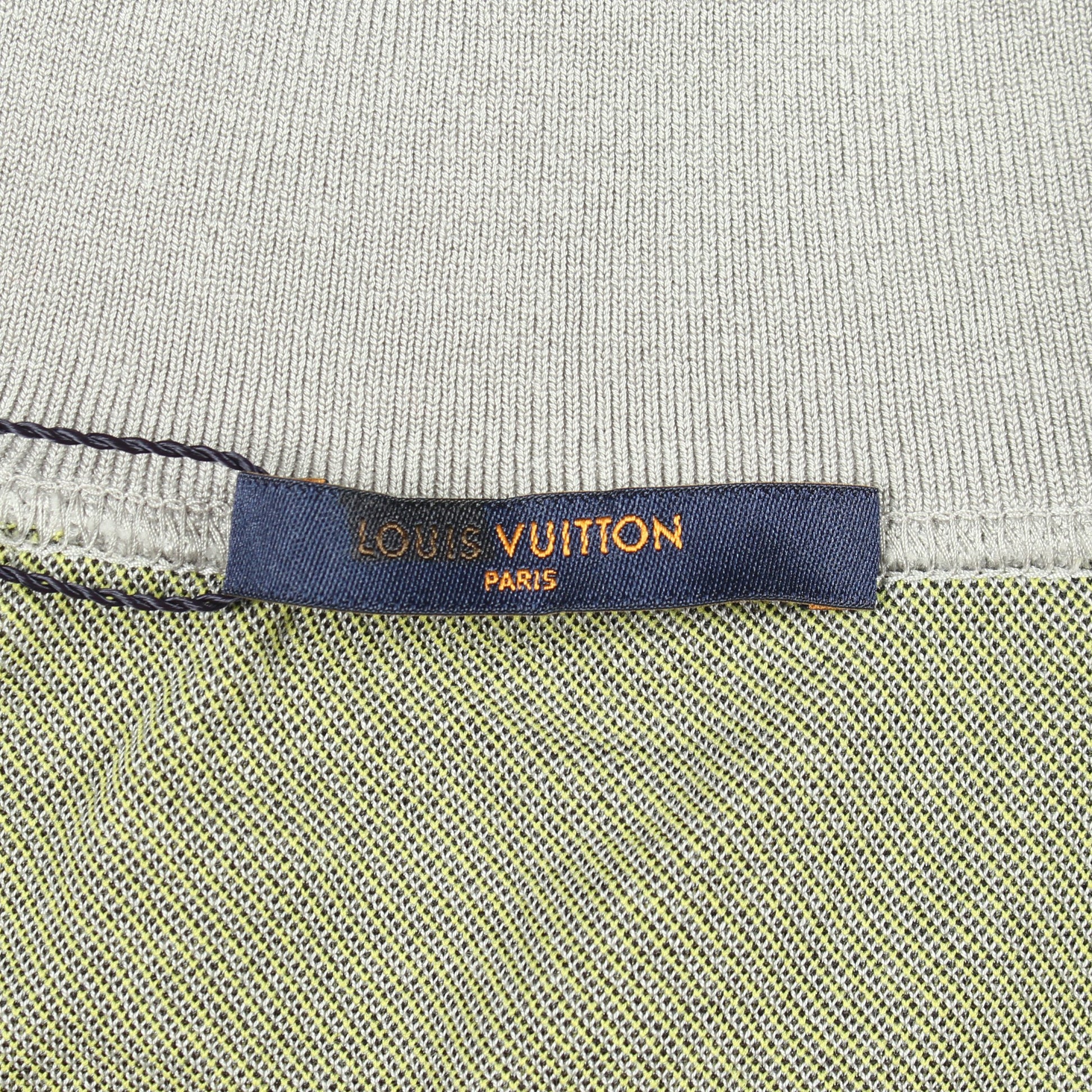 アームロゴ ハーフジップ スウェットシャツ コットン ナイロン グレー イエロー ルイヴィトン トップス LOUIS VUITTON