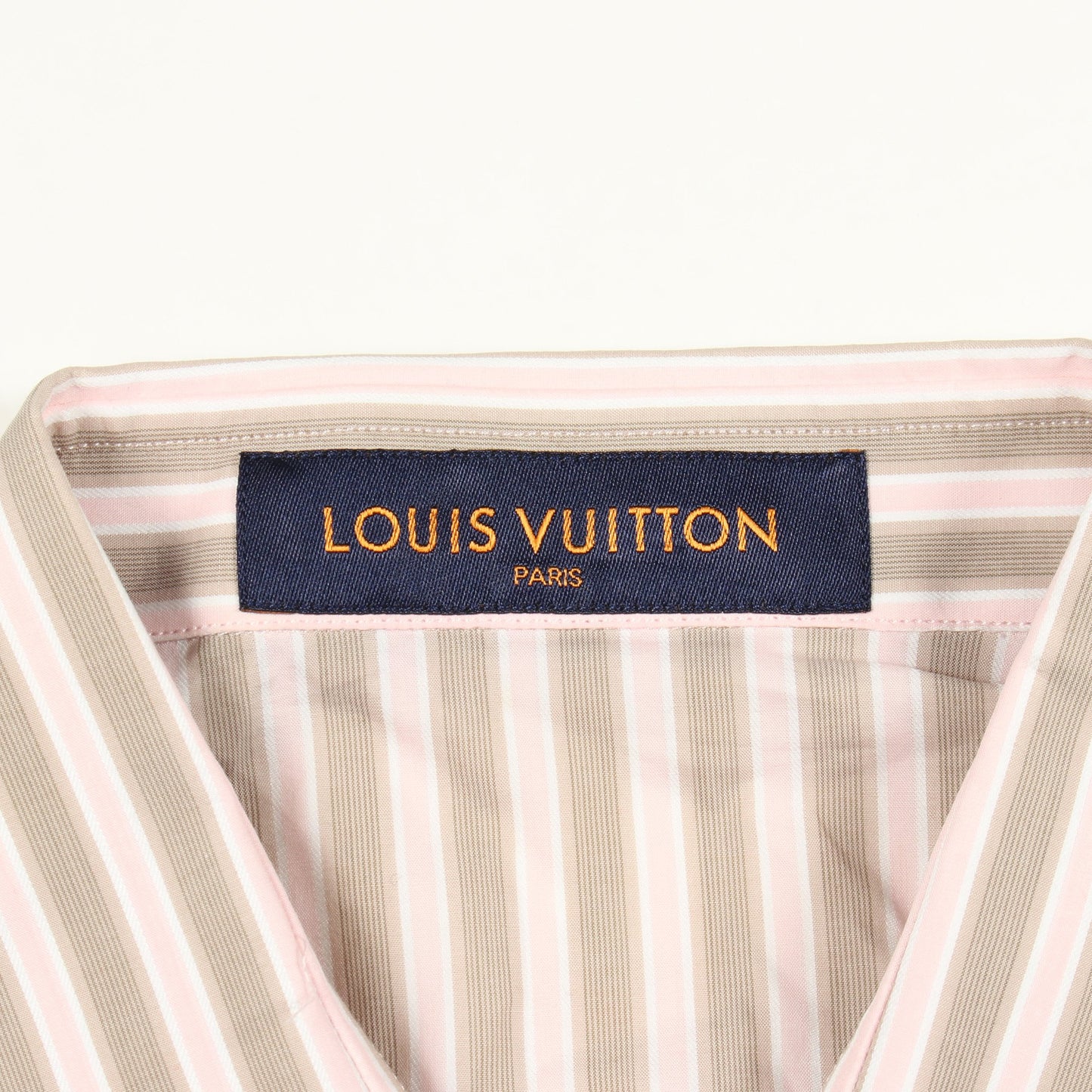 ストライプ リーフ柄 長袖 シャツ コットン レーヨン ベージュ ピンク マルチカラー ルイヴィトン トップス LOUIS VUITTON