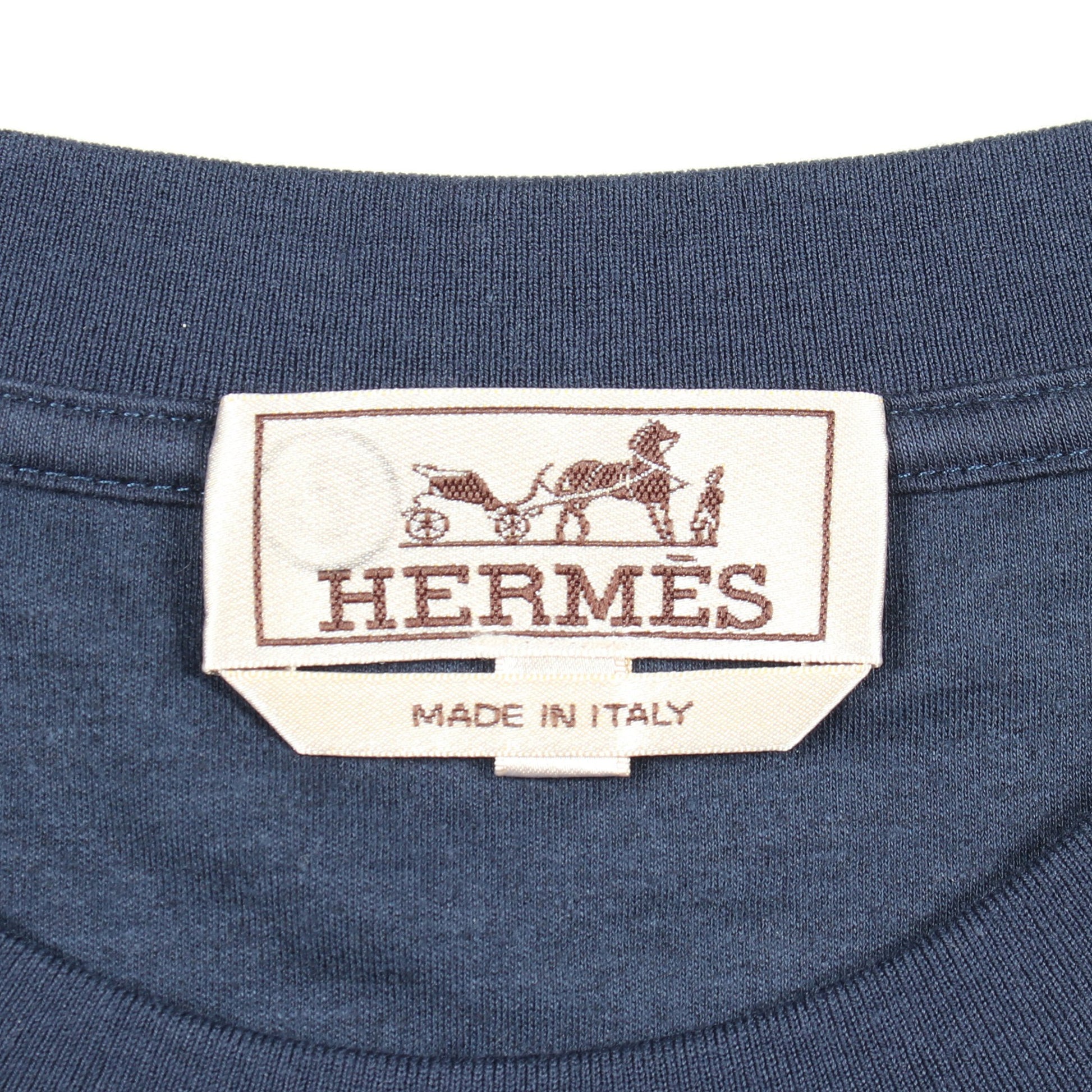 VELKY LOV クルーネック 半袖Tシャツ コットン ネイビー マルチカラー エルメス トップス HERMES