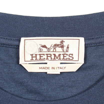 VELKY LOV クルーネック 半袖Tシャツ コットン ネイビー マルチカラー エルメス トップス HERMES