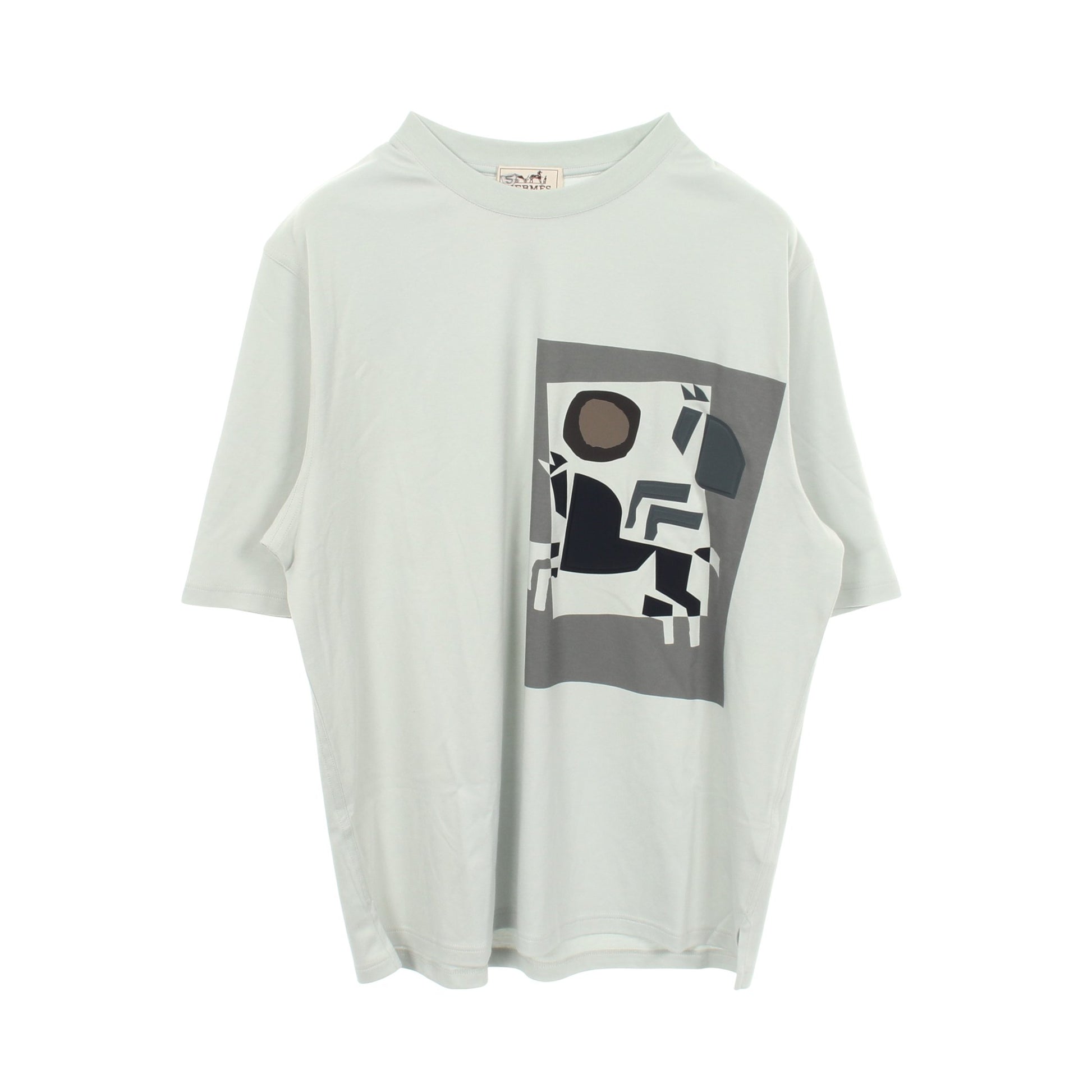 VELKY LOV クルーネック 半袖Tシャツ コットン ブルーグレー グレー マルチカラー エルメス トップス HERMES