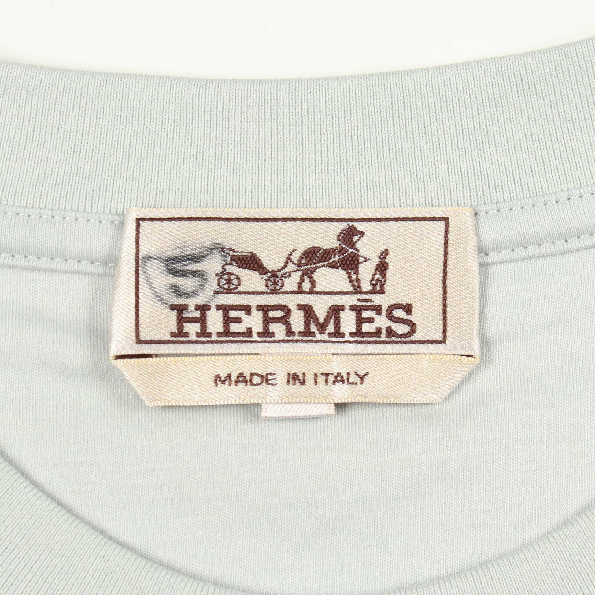 VELKY LOV クルーネック 半袖Tシャツ コットン ブルーグレー グレー マルチカラー エルメス トップス HERMES
