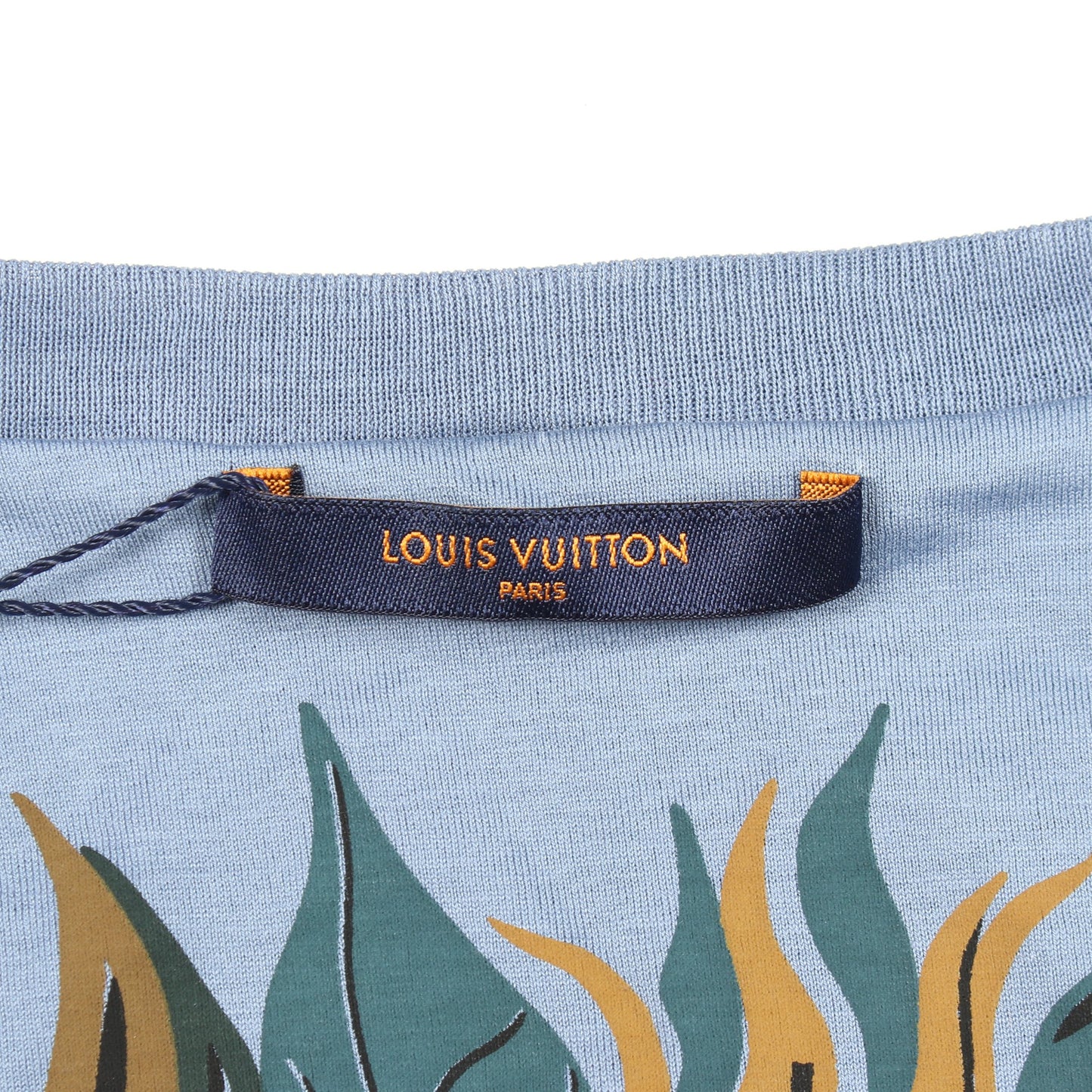ボタニカル クルーネック 半袖Tシャツ コットン ライトブルー ネイビー マルチカラー ルイヴィトン トップス LOUIS VUITTON