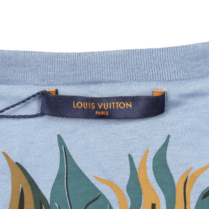 ボタニカル クルーネック 半袖Tシャツ コットン ライトブルー ネイビー マルチカラー ルイヴィトン トップス LOUIS VUITTON