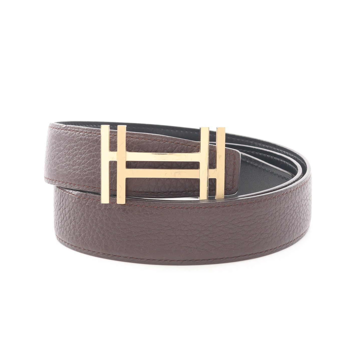 H オ カレ リバーシブル ベルト レザー ブラック ブラウン ゴールド金具 D刻印 エルメス 財布・小物 HERMES