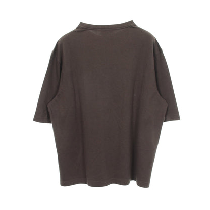 レザーパッチ クルーネック 半袖Tシャツ コットン ダークブラウン ブラック エルメス