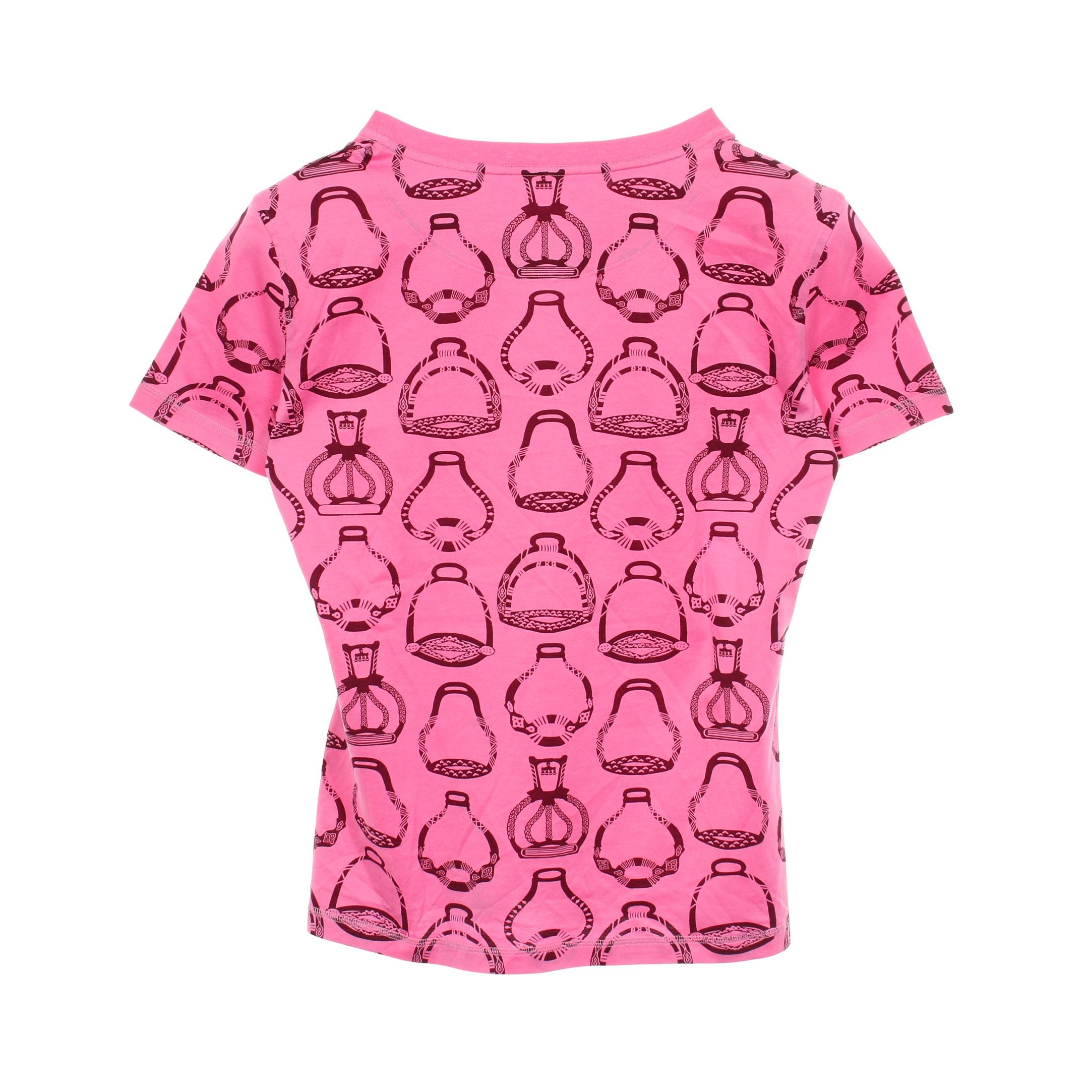 FANTAISIE D'ETRIER 半袖Tシャツ コットン ピンク ボルドー エルメス