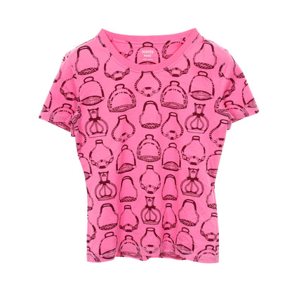 FANTAISIE D'ETRIER 半袖Tシャツ コットン ピンク ボルドー エルメス トップス HERMES