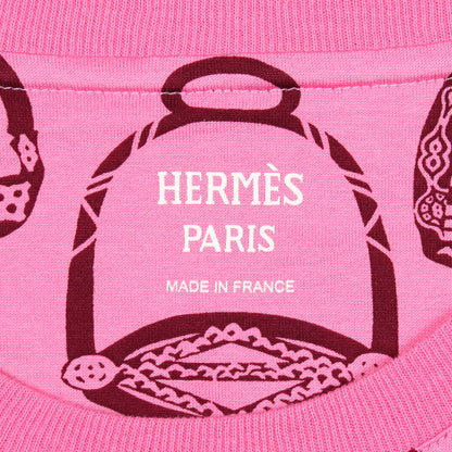 FANTAISIE D'ETRIER 半袖Tシャツ コットン ピンク ボルドー エルメス トップス HERMES