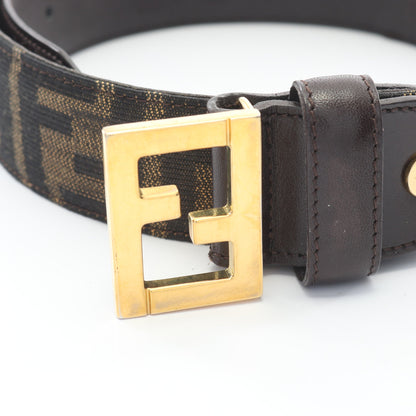 ズッカ ゴールド金具 ベルト キャンバス レザー ダークブラウン フェンディ 財布・小物 FENDI